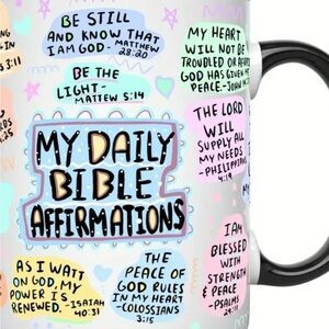Daily Bible Affirmations Coffee Mug Inspirational Christian Scripture Cup 11 Oz